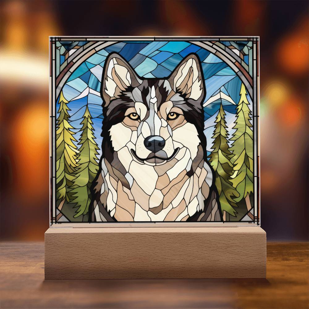 Siberian Husky Dog Acrylic  Square Plaque, Pet Memorial