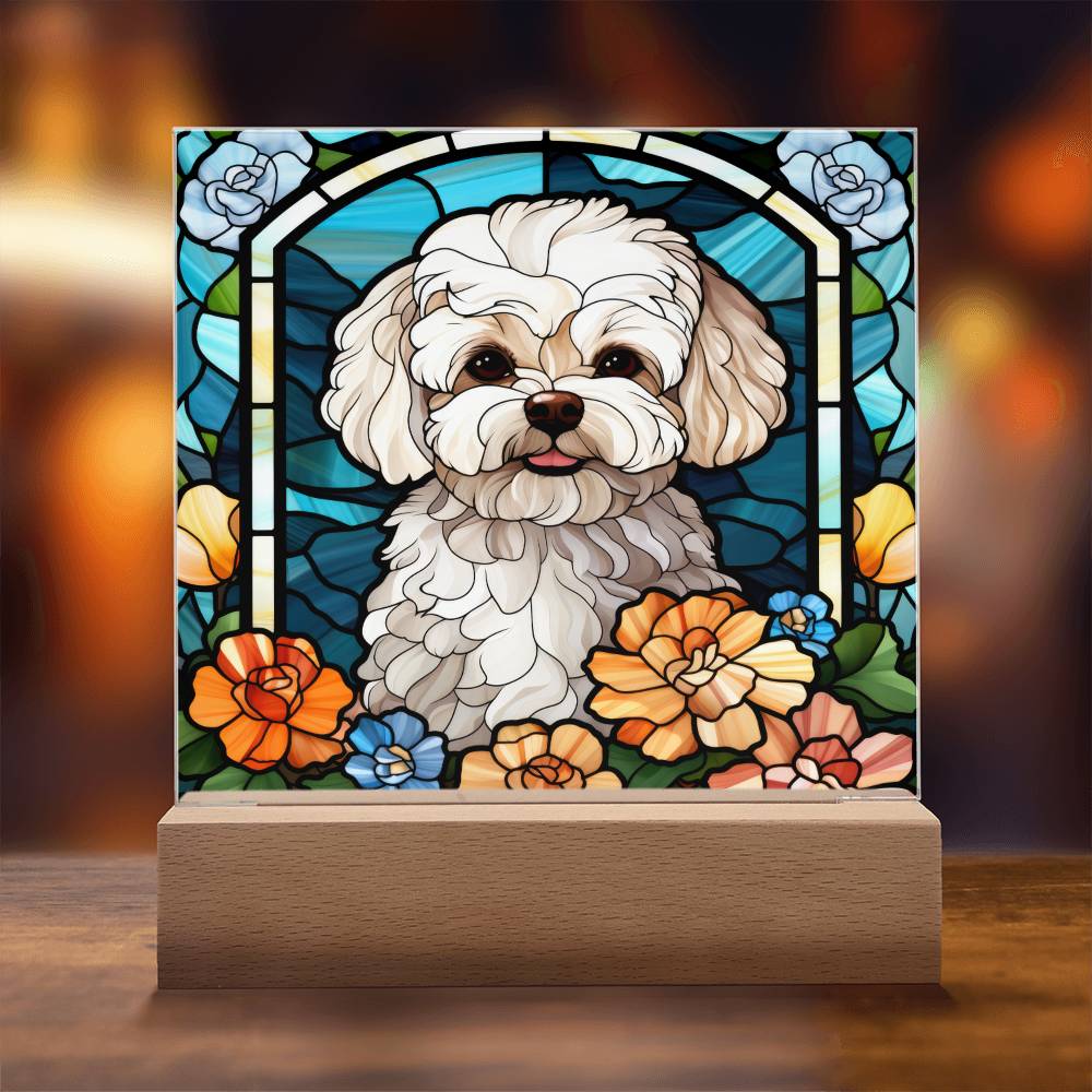 Maltipoo Dog Acrylic  Square Plaque, Pet Memorial