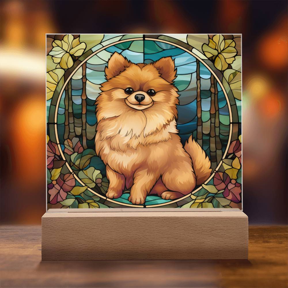 Pomeranian Dog Acrylic  Square Plaque, Pet Memorial