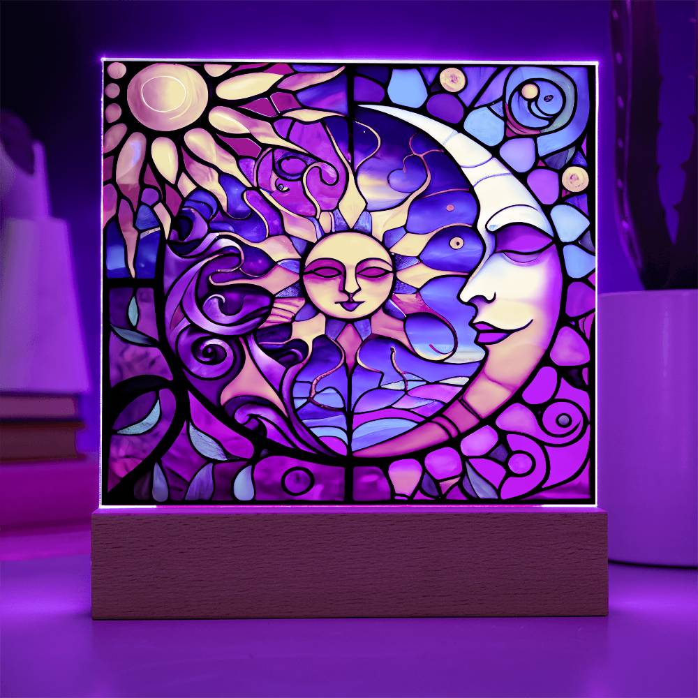 SG_SunMoonSon (2) Sublimation Stained Glass Square Acrylic Plaque