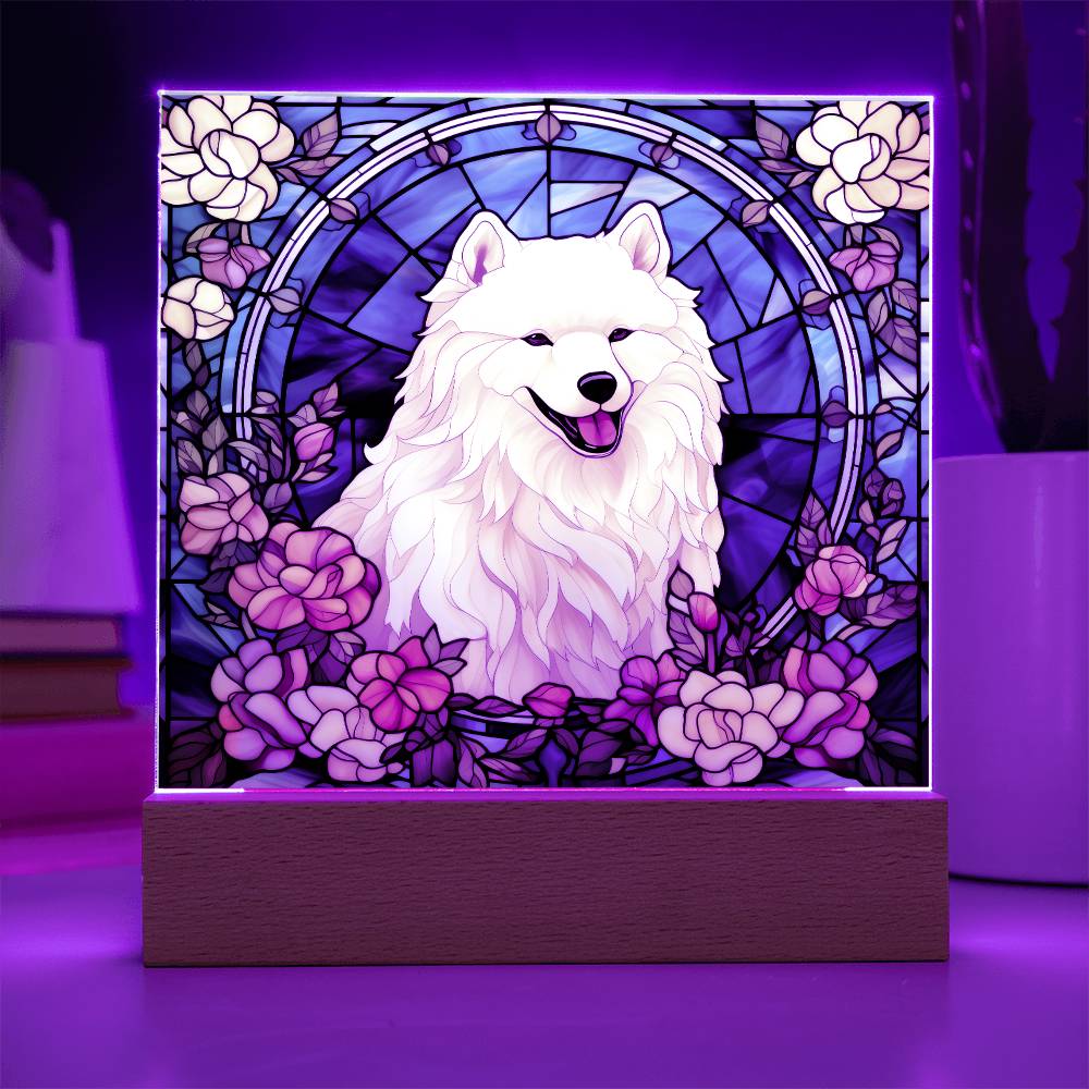 Samoyed Dog Acrylic  Square Plaque, Pet Memorial