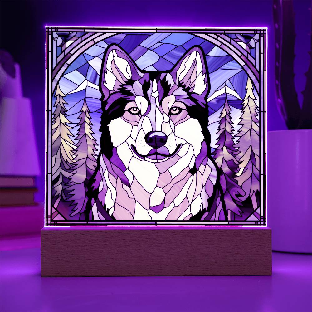 Siberian Husky Dog Acrylic  Square Plaque, Pet Memorial