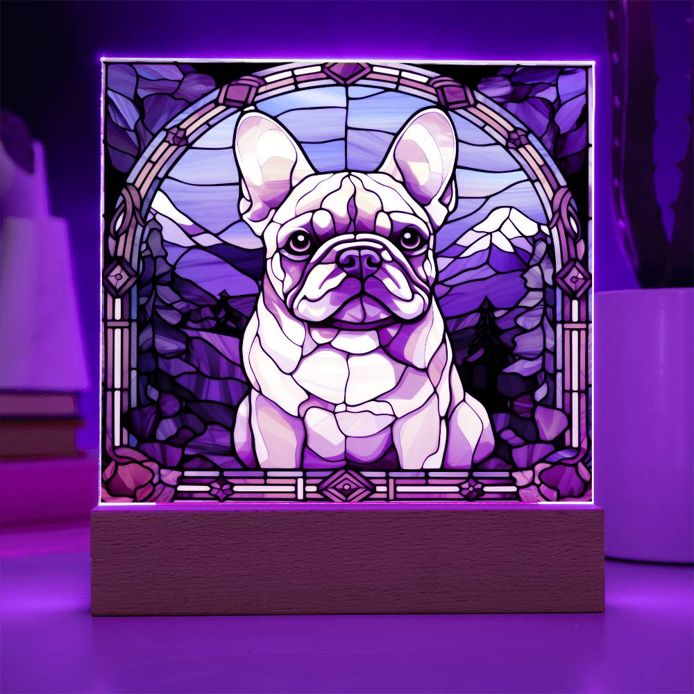 White French Bulldog Dog Acrylic  Square Plaque, Pet Memorial