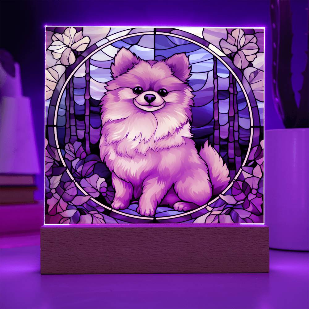 Pomeranian Dog Acrylic  Square Plaque, Pet Memorial