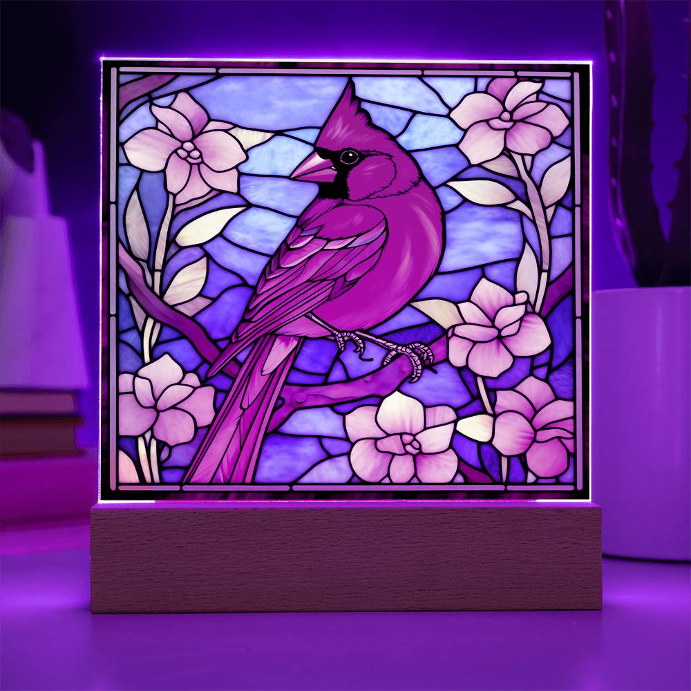 Red Cardinal Stained Glass Sublimation Square Acrylic Plaque