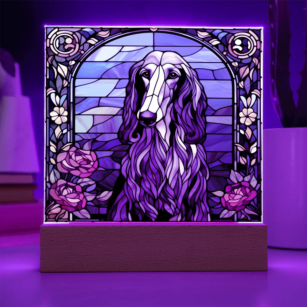 Grey Afghan Hound Dog Acrylic  Square Plaque, Pet Memorial