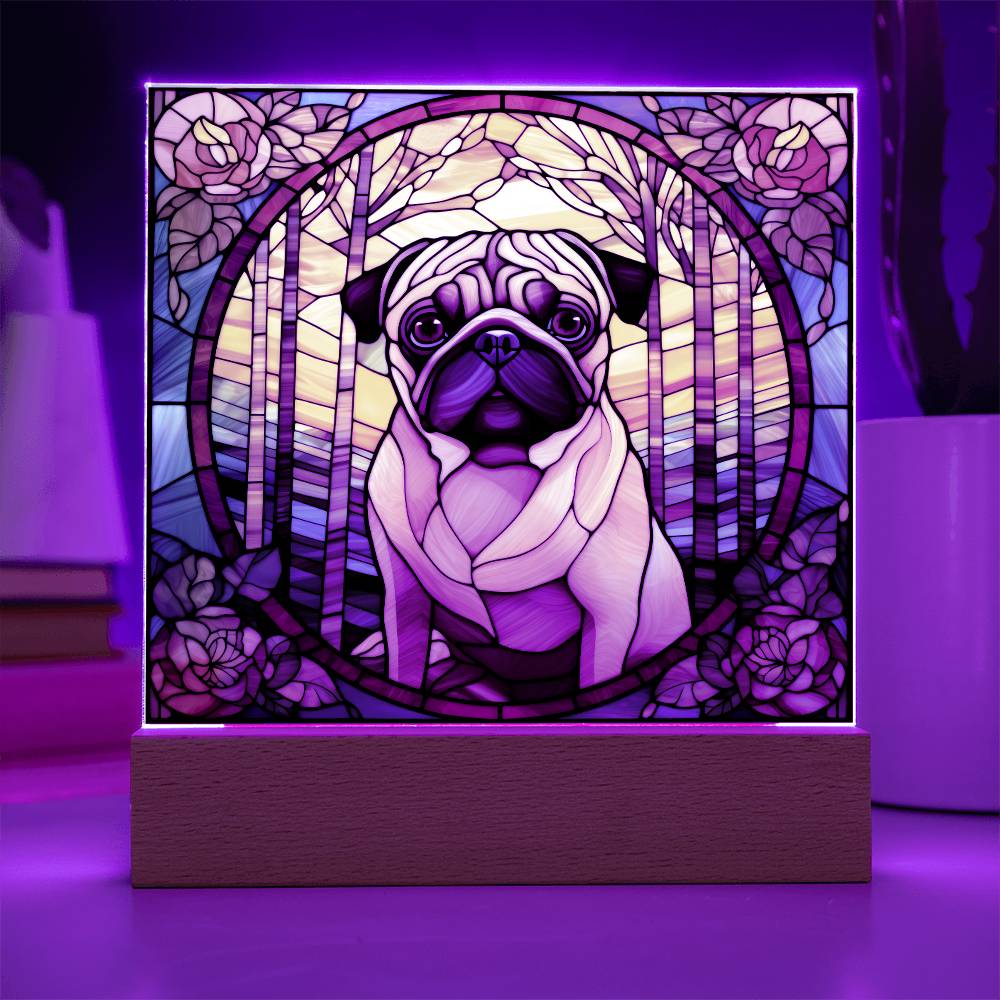 Pug Dog Acrylic  Square Plaque, Pet Memorial