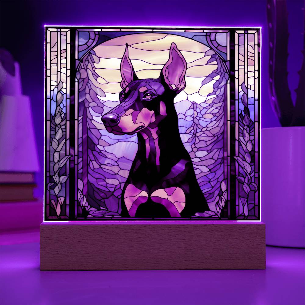 Dobermann Dog Acrylic  Square Plaque, Pet Memorial