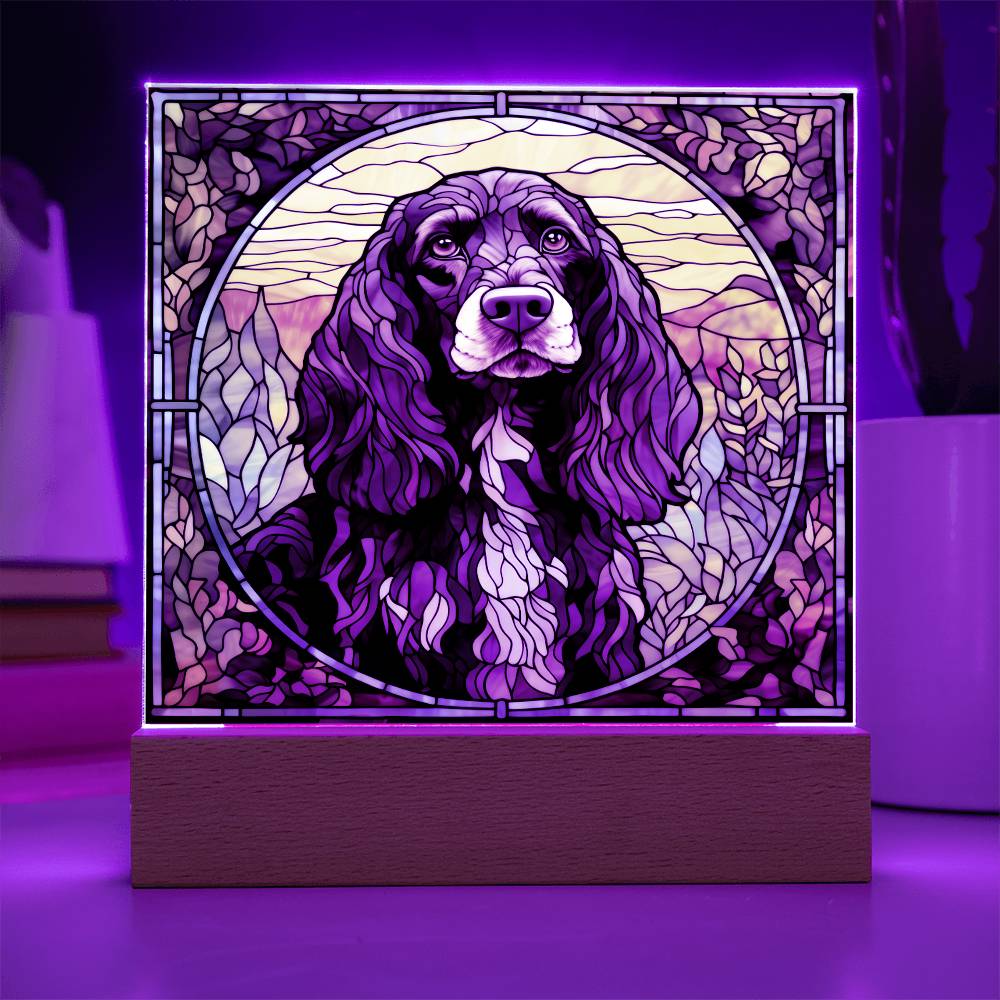 Grey English Cocker Spaniel Dog Acrylic  Square Plaque, Pet Memorial