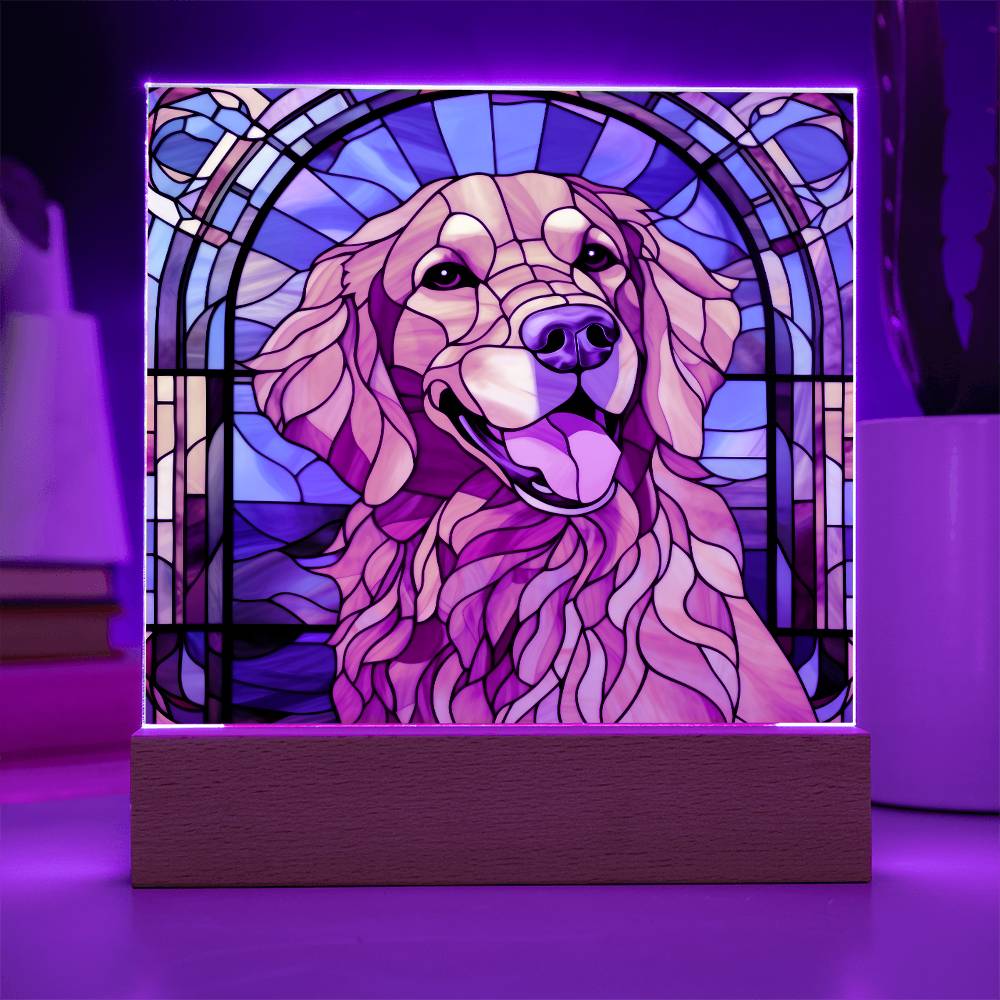 Golden Retriever Dog Acrylic  Square Plaque, Pet Memorial