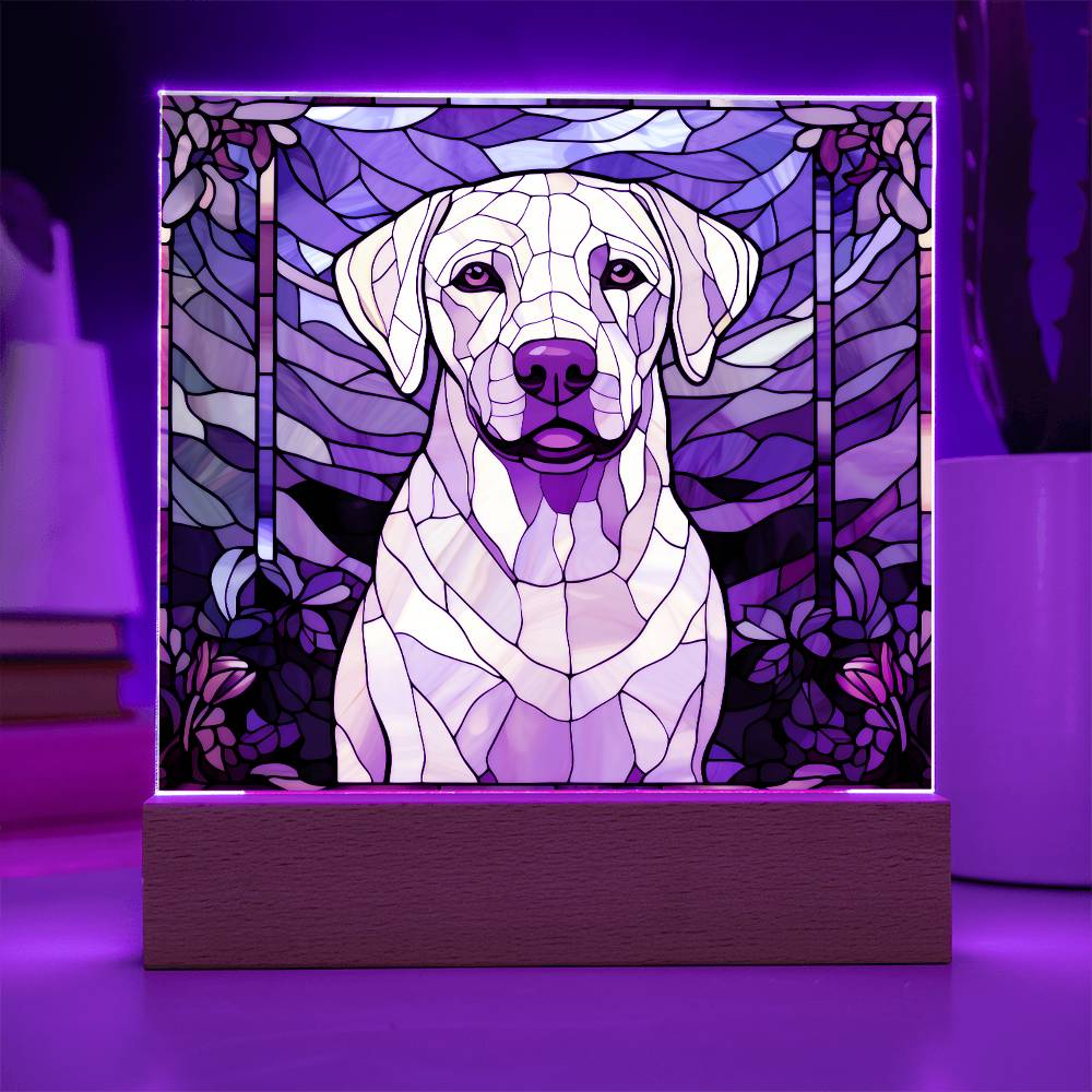 White Labrador Retriever Dog Acrylic  Square Plaque, Pet Memorial