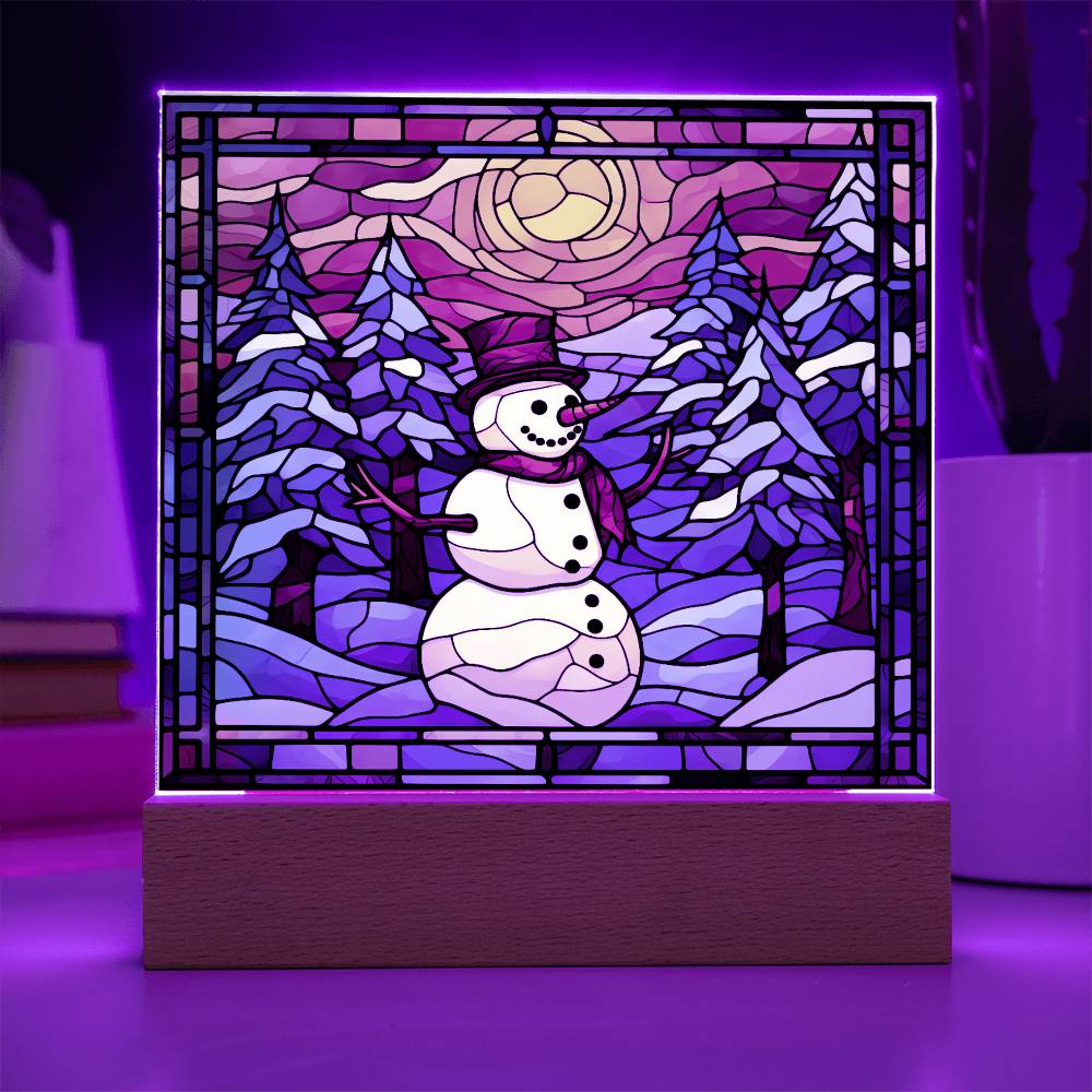 square-stained-glass-snowman (8) Sublimation Stained Glass Square Acrylic Plaque