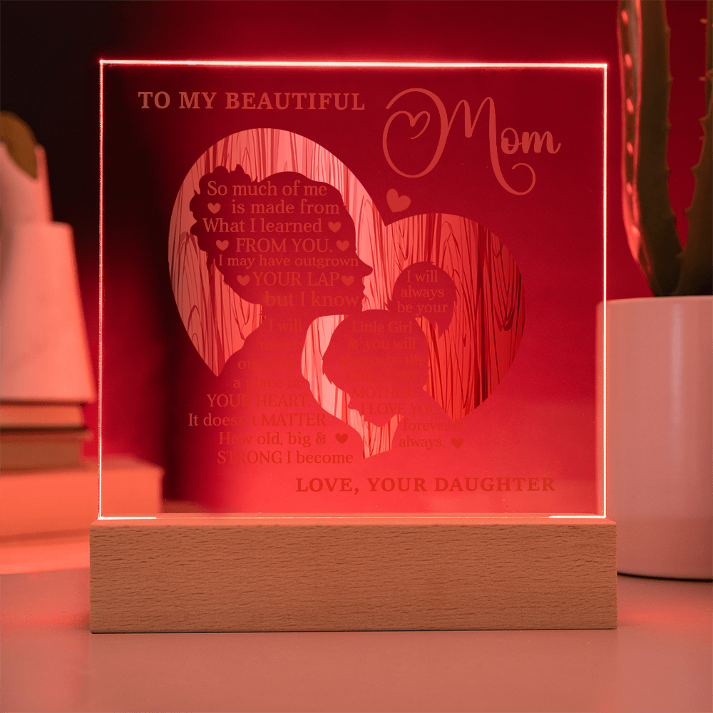 My Beautiful Mom Square Acrylic Plaque and Nightlight