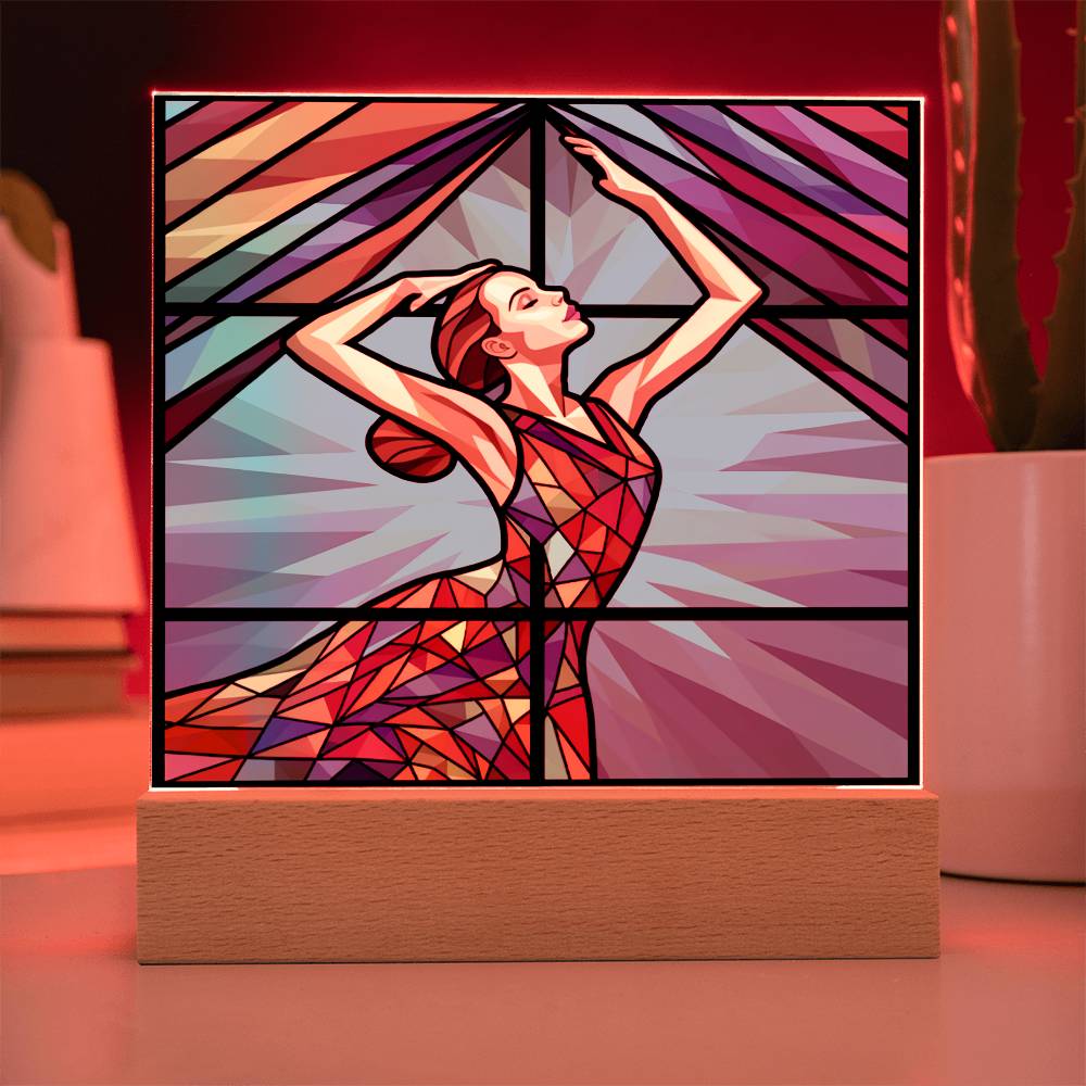 Dancer Sublimation Stained Glass Square Acrylic Plaque