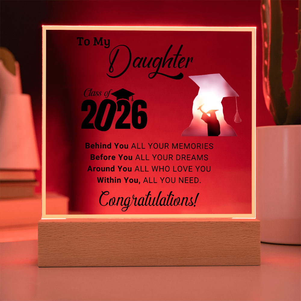 Daughter's 2026 Graduation Acrylic Light Up Plaque