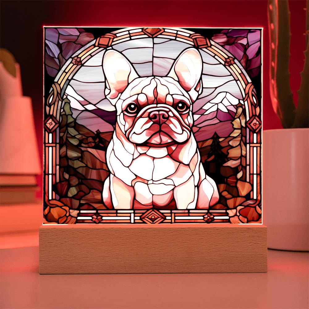 White French Bulldog (1) Dog Acrylic  Square Plaque, Pet Memorial