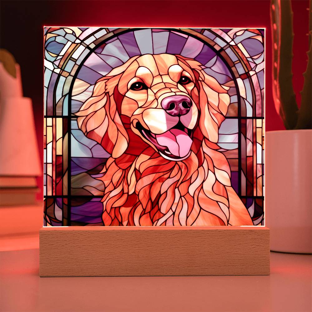 Golden Retriever Dog Acrylic  Square Plaque, Pet Memorial