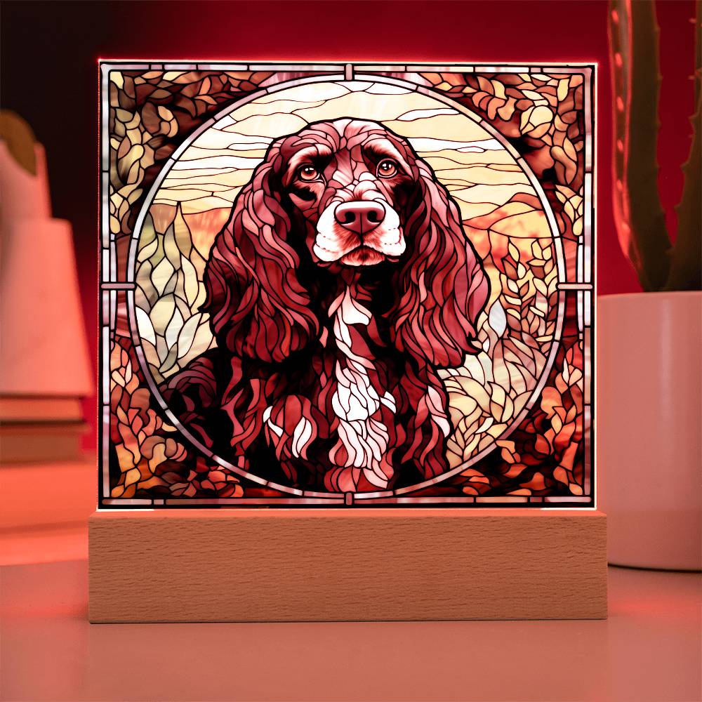 Grey English Cocker Spaniel Dog Acrylic  Square Plaque, Pet Memorial