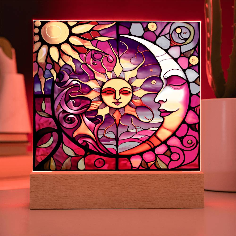 SG_SunMoonSon (2) Sublimation Stained Glass Square Acrylic Plaque