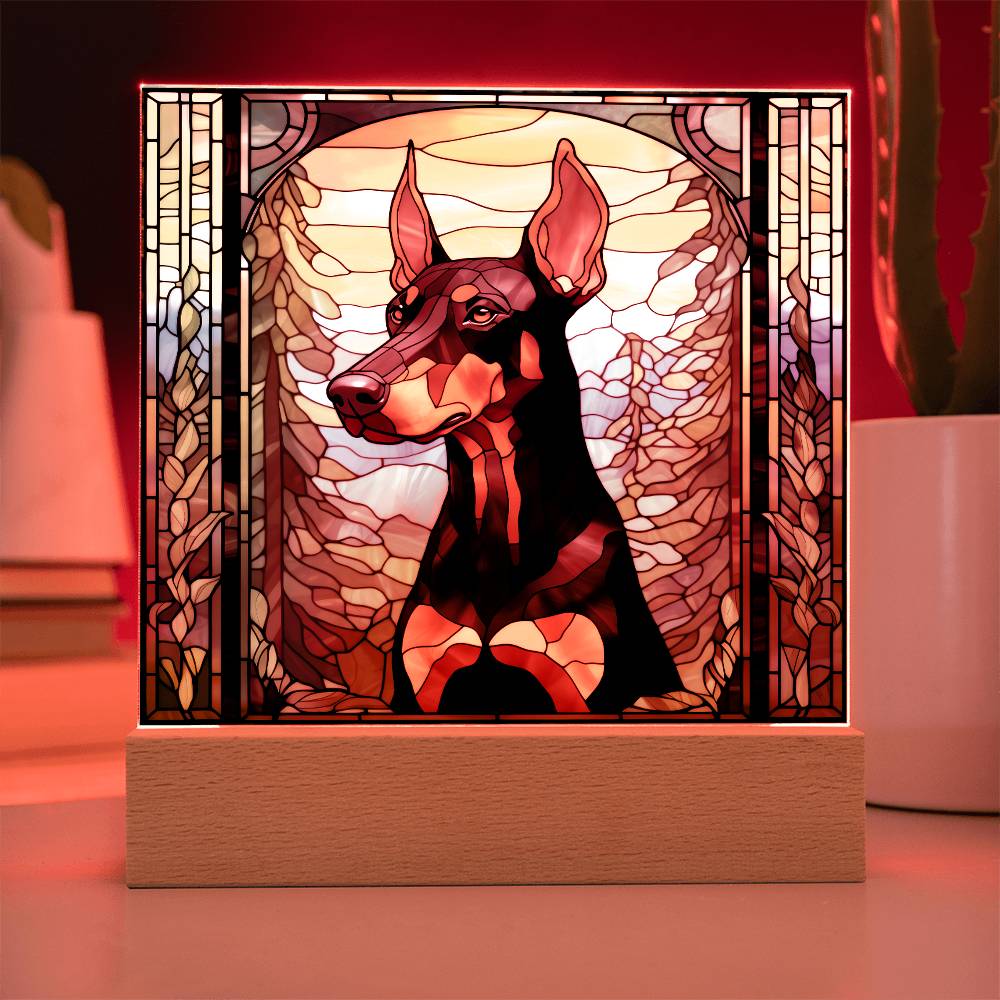 Dobermann Dog Acrylic  Square Plaque, Pet Memorial