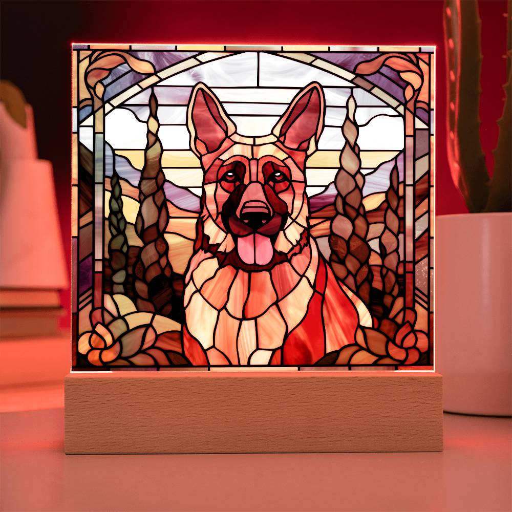 German Shepherd Dog Acrylic  Square Plaque, Pet Memorial