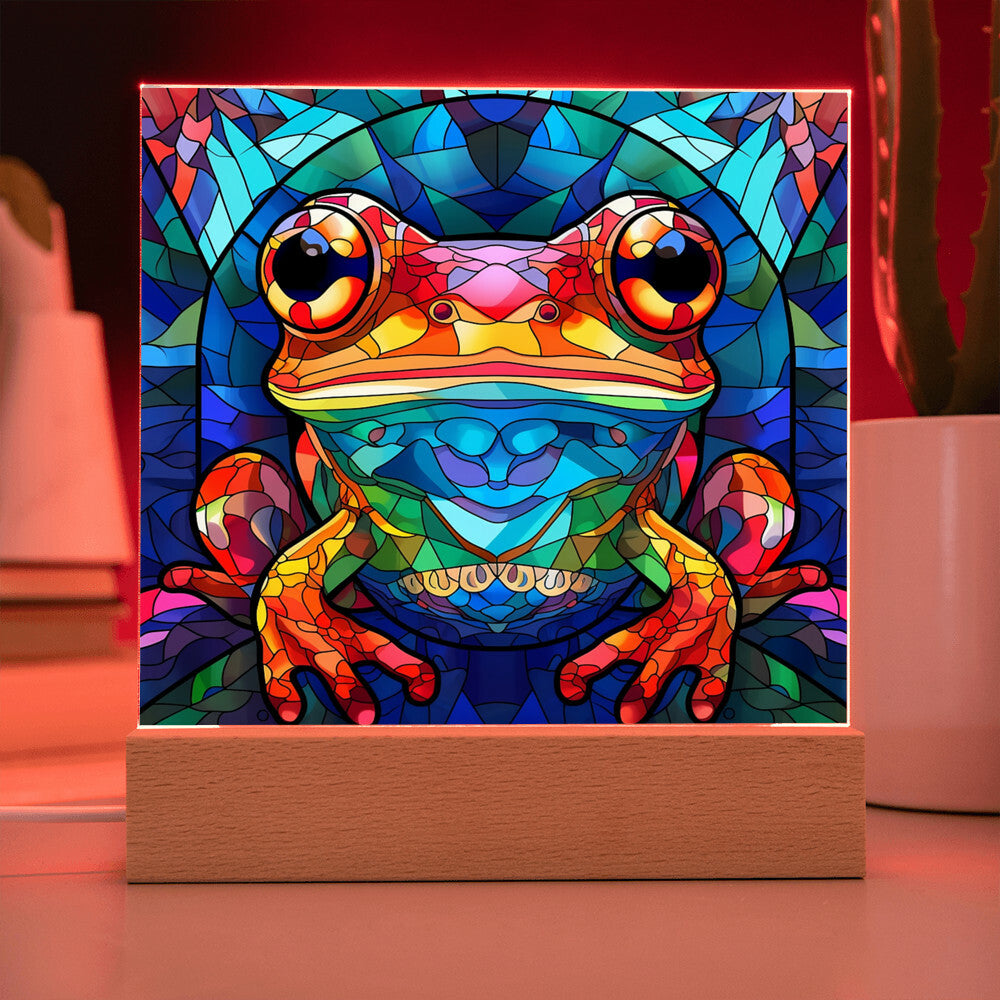 Frog Sublimation Stained Glass Square Acrylic Plaque