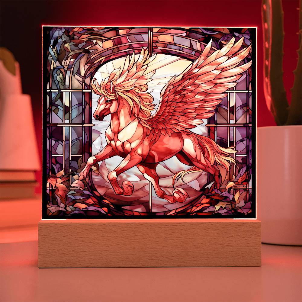 Pegasus Sublimation Stained Glass Square Acrylic Plaque