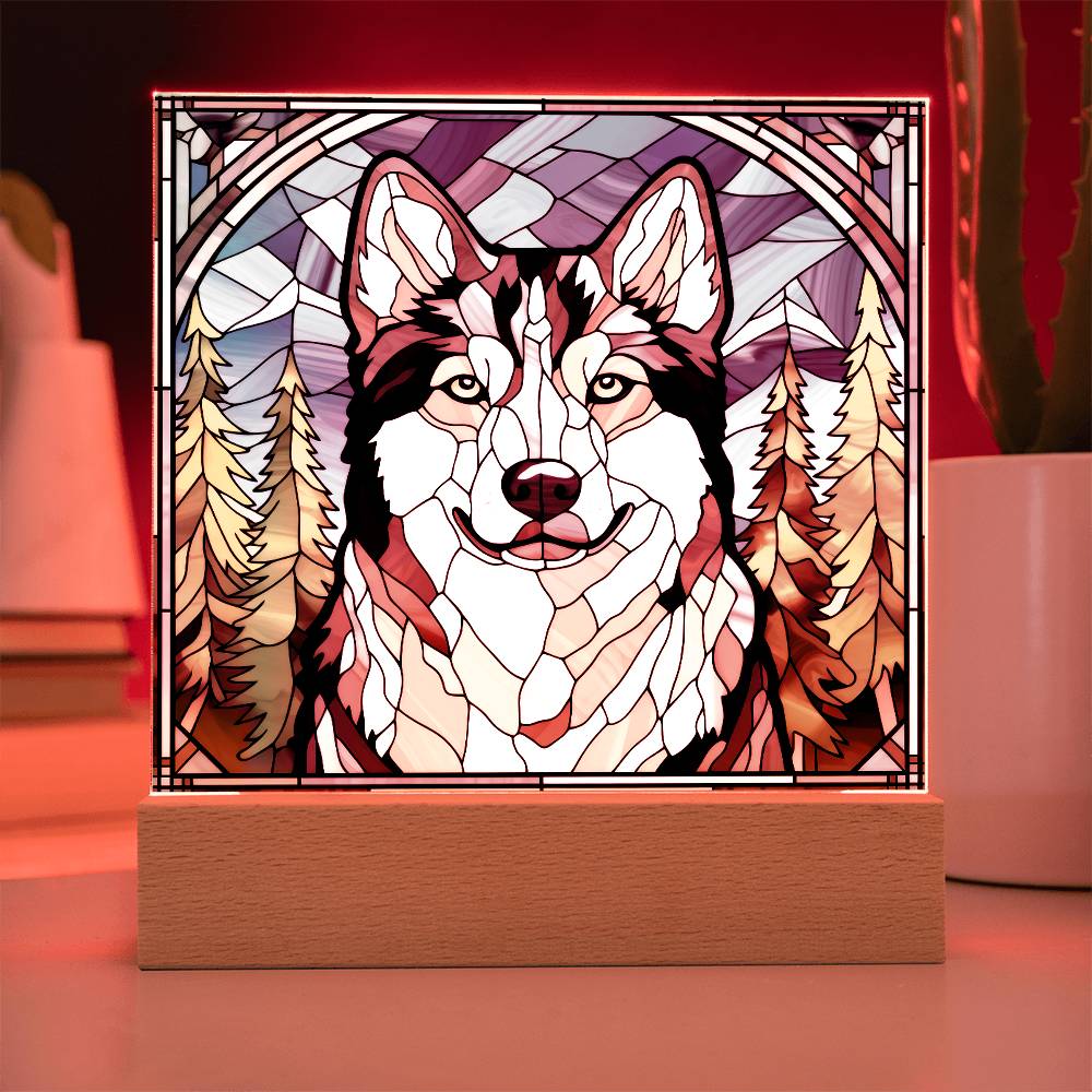 Siberian Husky Dog Acrylic  Square Plaque, Pet Memorial