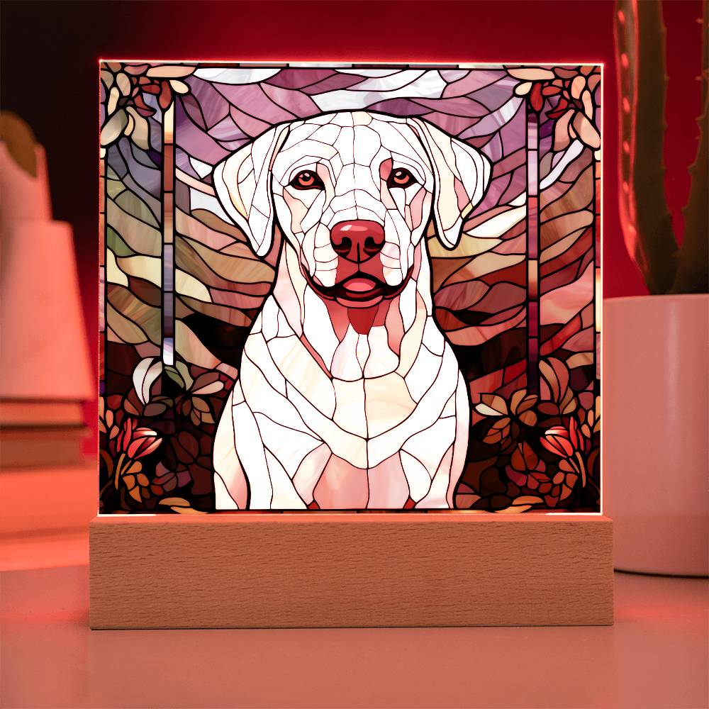 White Labrador Retriever Dog Acrylic  Square Plaque, Pet Memorial