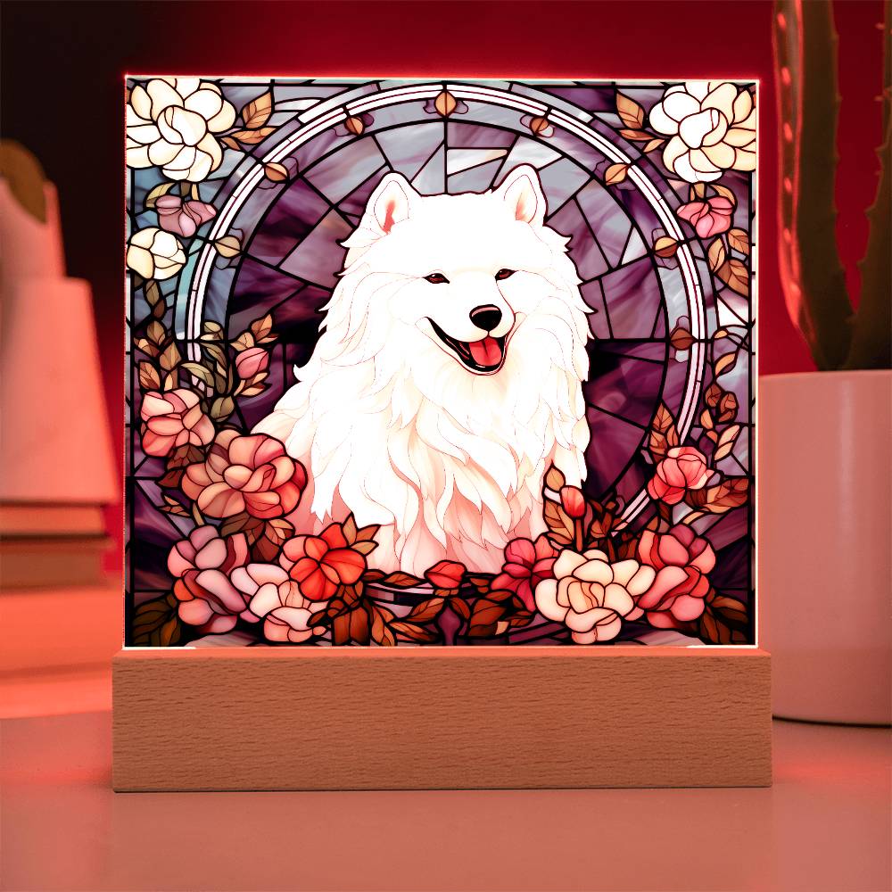 Samoyed Dog Acrylic  Square Plaque, Pet Memorial