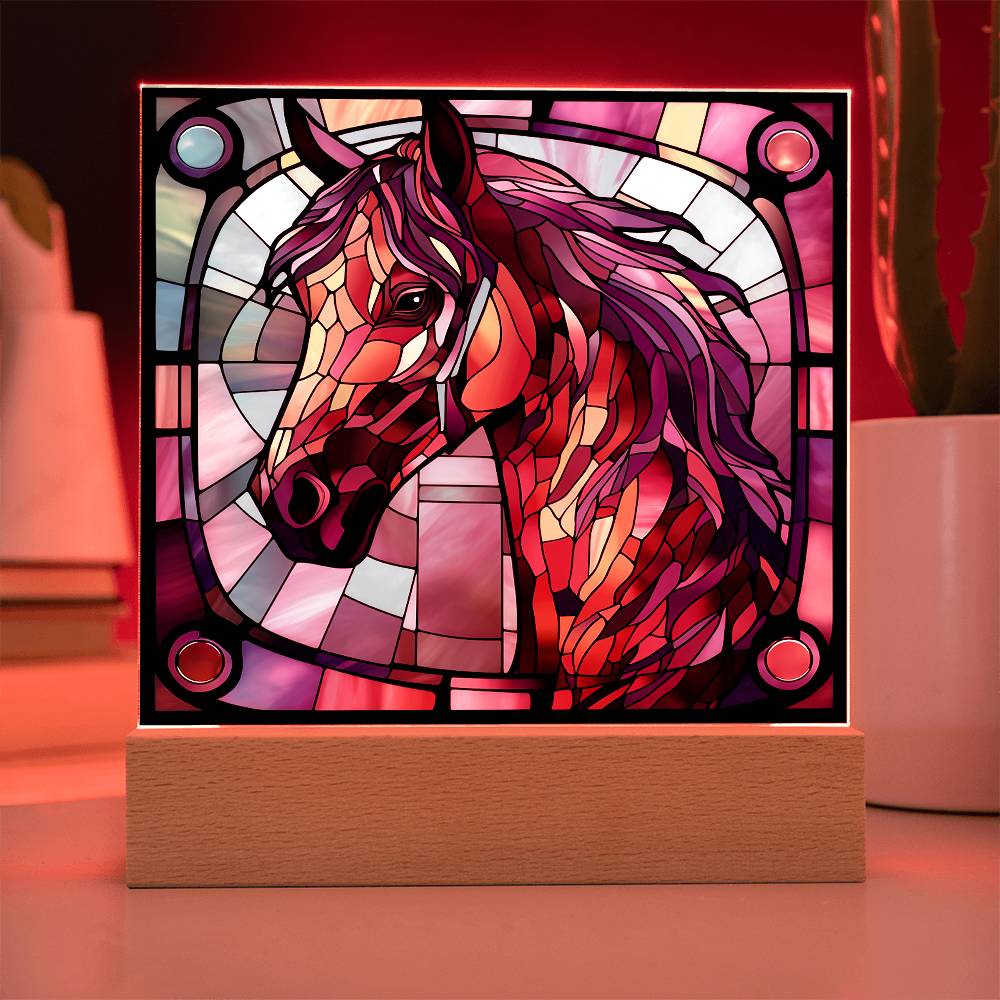 Horse Sublimation Stained Glass Square Acrylic Plaque