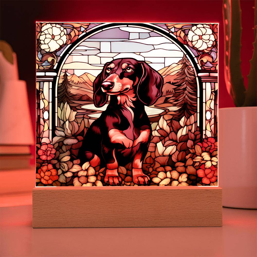 Dachshund Dog Acrylic  Square Plaque, Pet Memorial