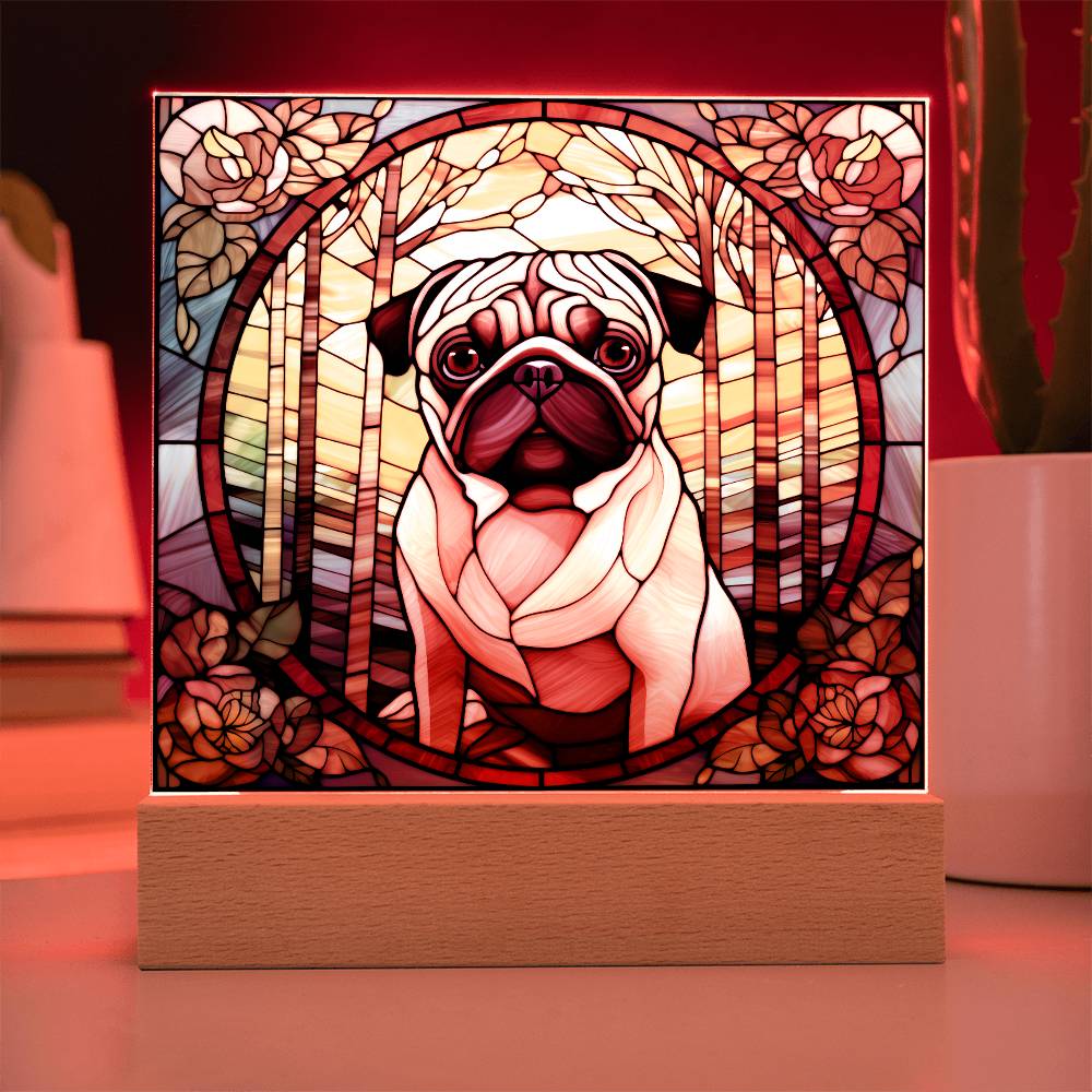 Pug Dog Acrylic  Square Plaque, Pet Memorial