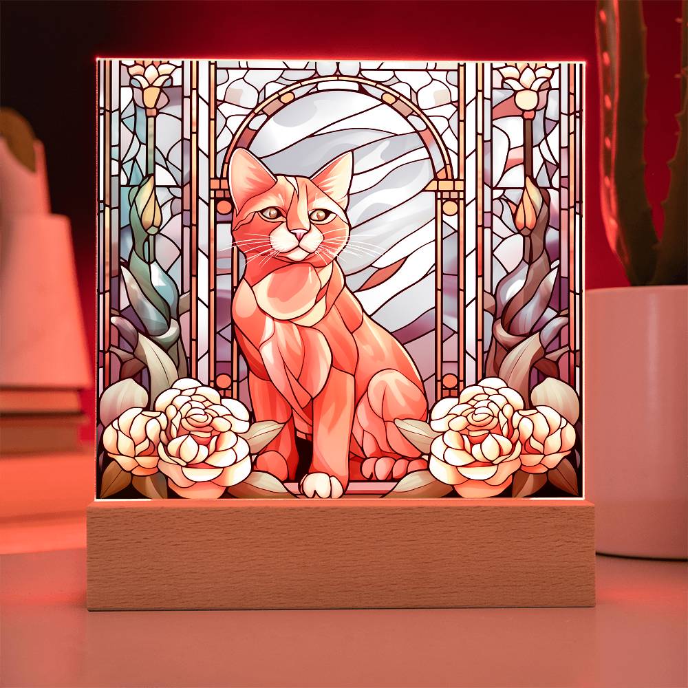 Cat Sublimation Stained Glass Square Acrylic Plaque