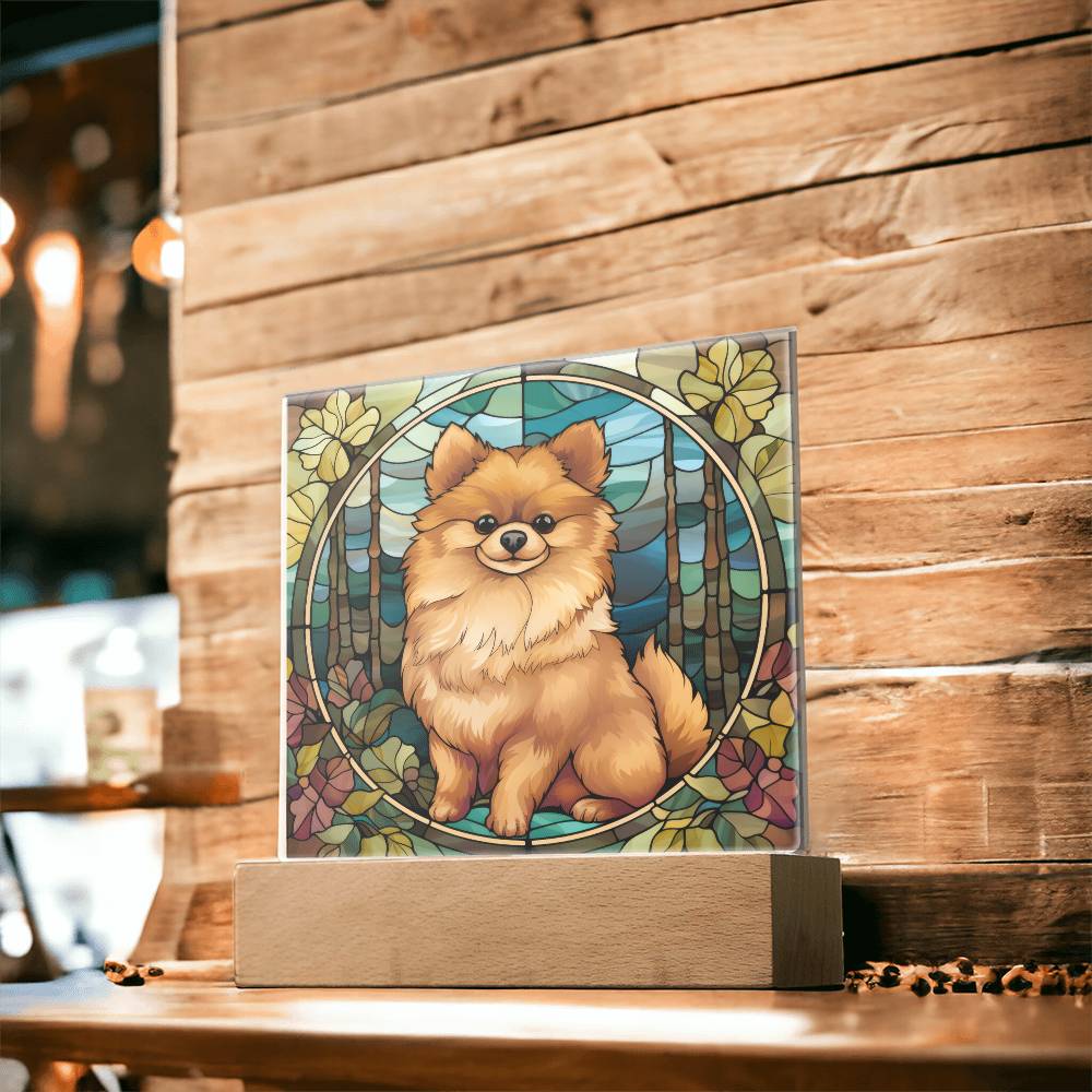 Pomeranian Dog Acrylic  Square Plaque, Pet Memorial