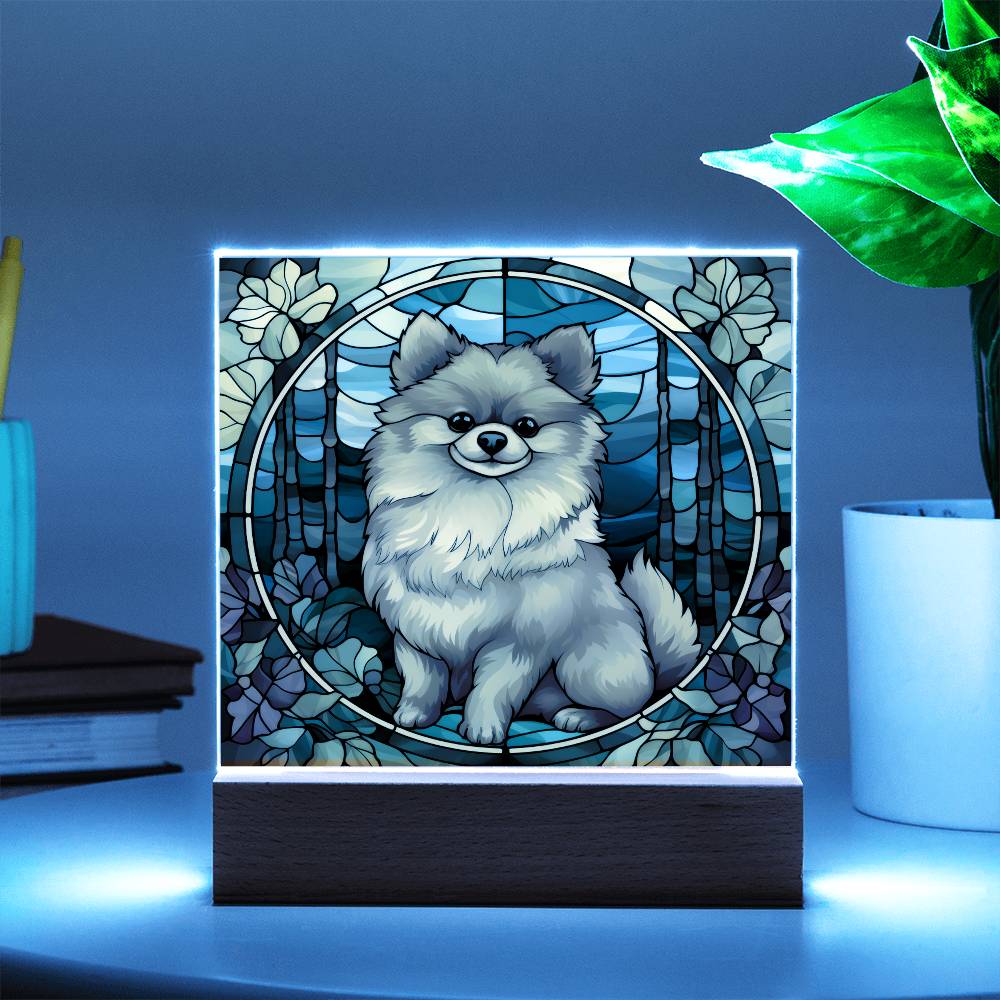 Pomeranian Dog Acrylic  Square Plaque, Pet Memorial