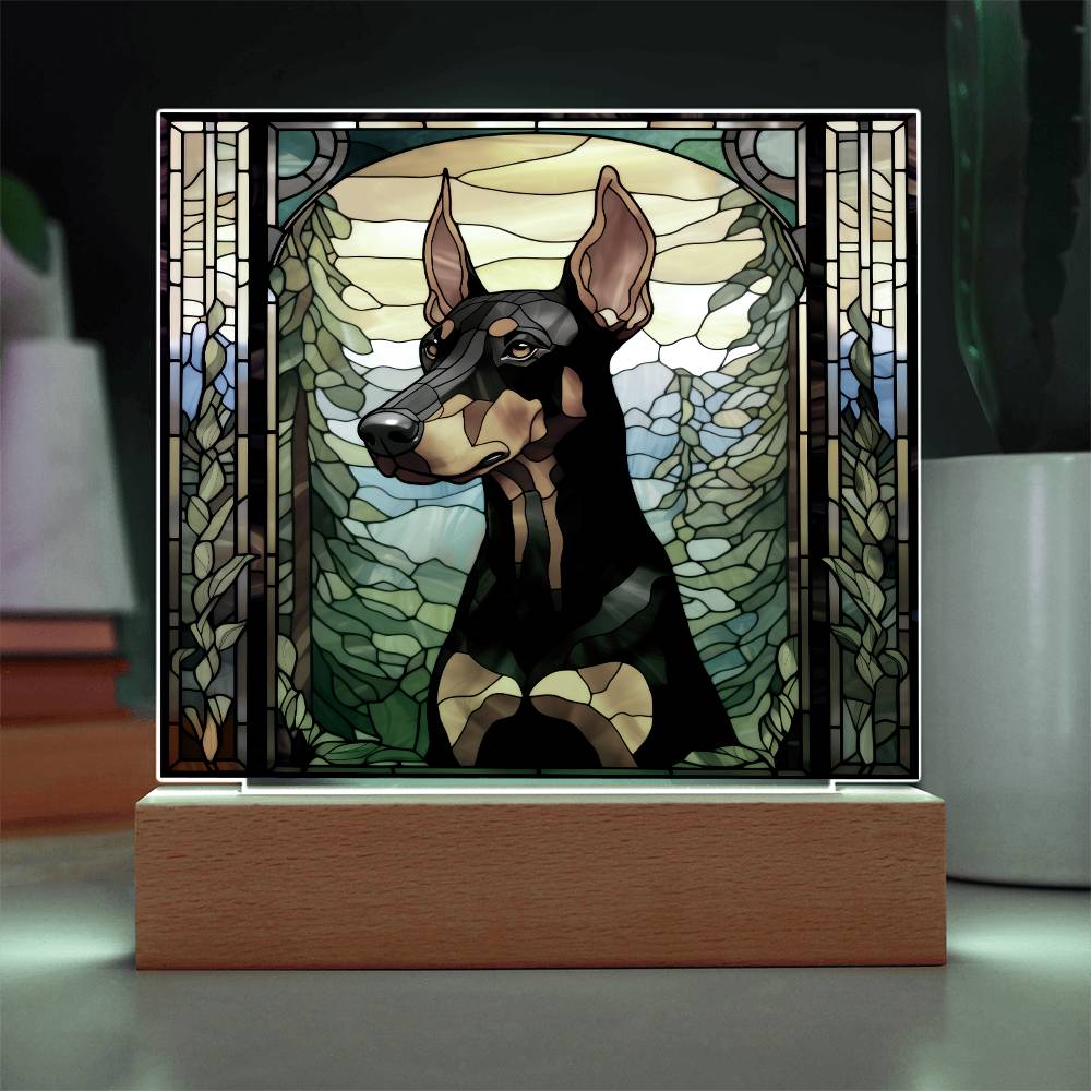 Dobermann Dog Acrylic  Square Plaque, Pet Memorial