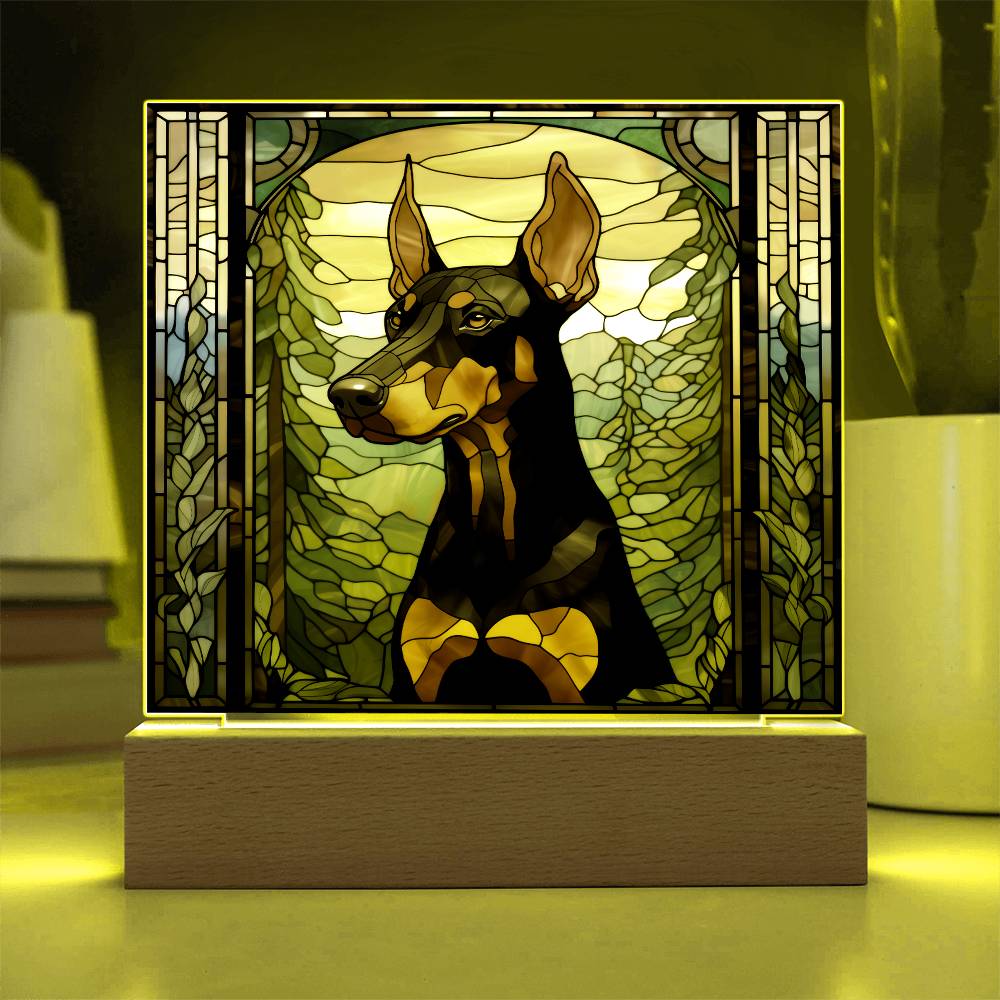 Dobermann Dog Acrylic  Square Plaque, Pet Memorial