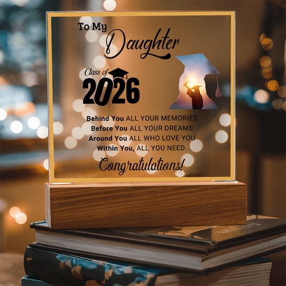 Daughter's 2026 Graduation Acrylic Light Up Plaque