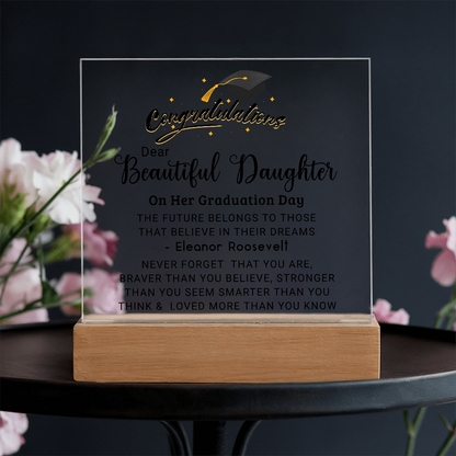 Congratulations Beautiful Daughter on Graduation Plaque