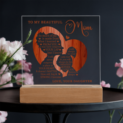 My Beautiful Mom Square Acrylic Plaque and Nightlight