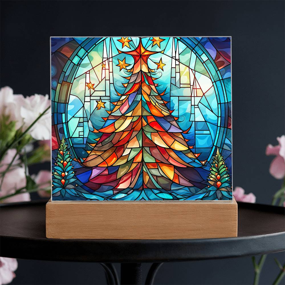 Stained Glass Tree Plaque