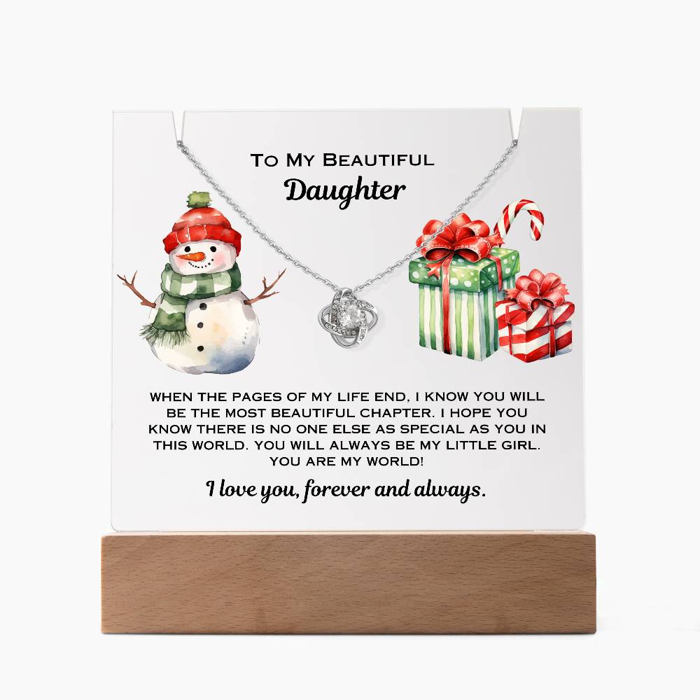 Daughter Christmas Plaque Necklace