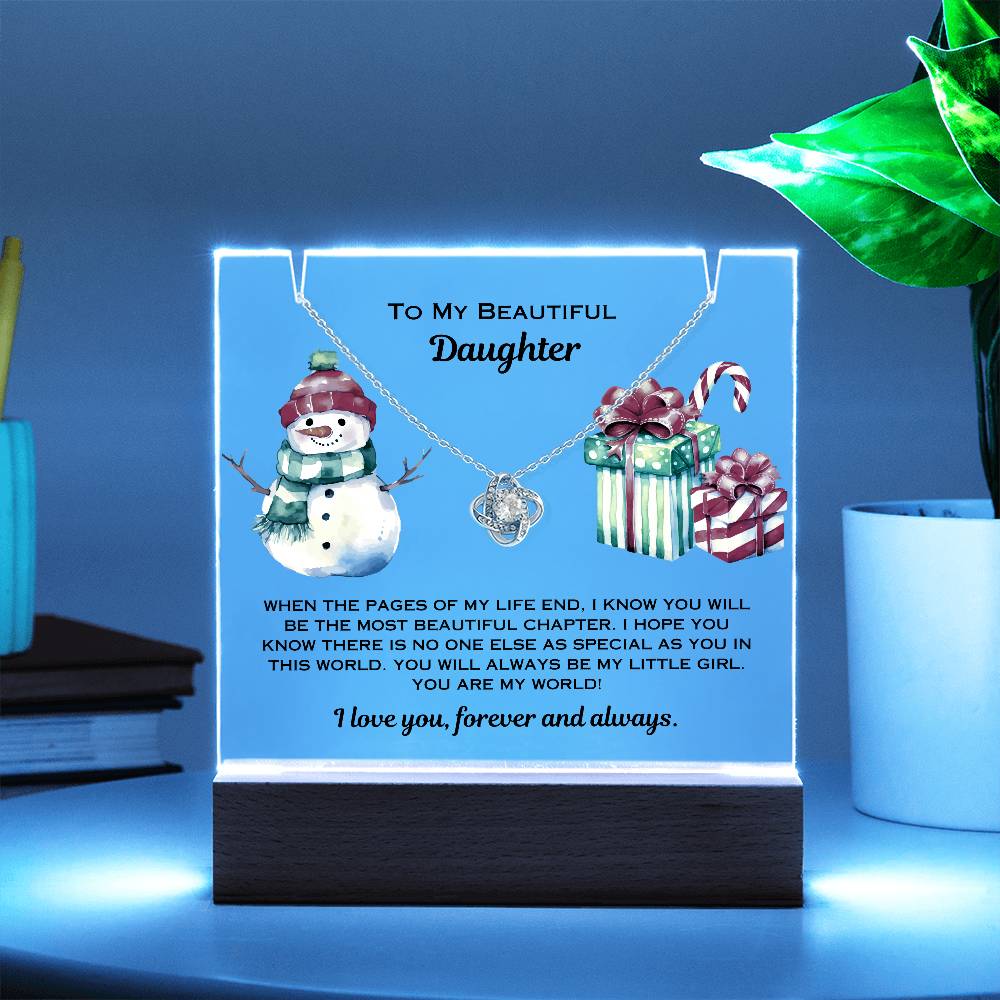 Daughter Christmas Plaque Necklace