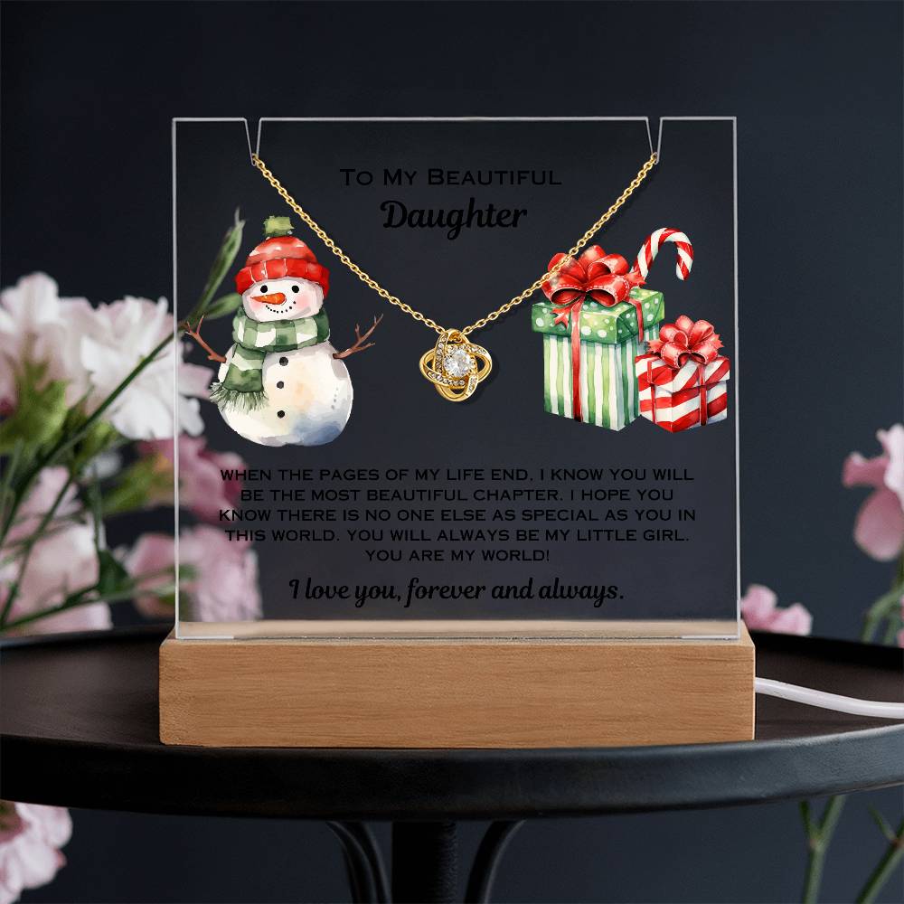 Daughter Christmas Plaque Necklace