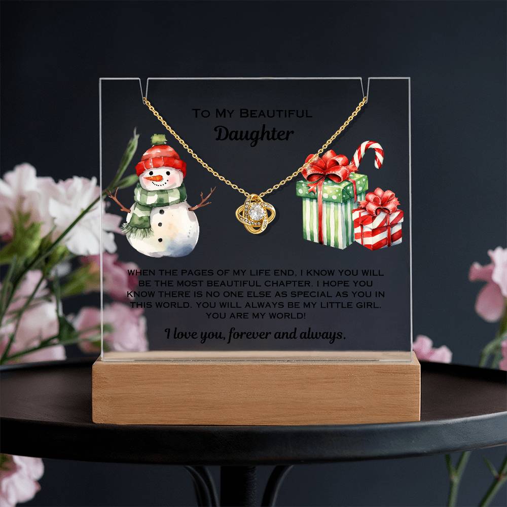 Daughter Christmas Plaque Necklace