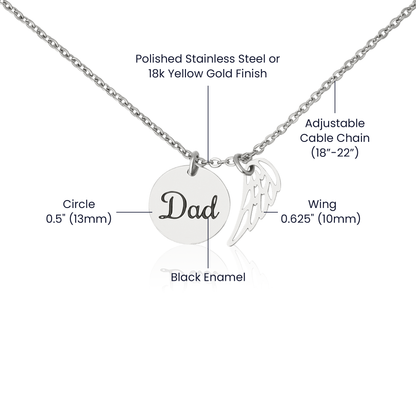 Dad's Memory Wings Necklace