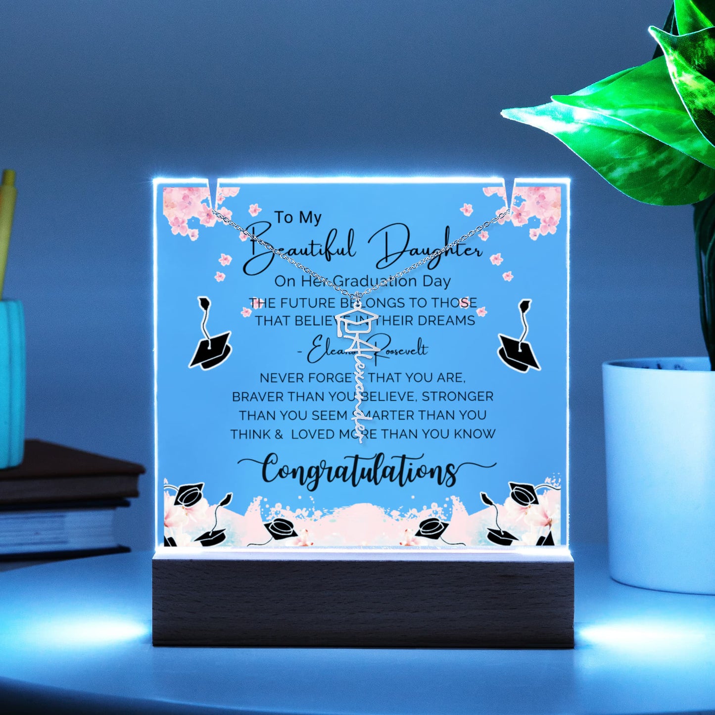 Special Daughter Graduation Keepsake Necklace and Plaque