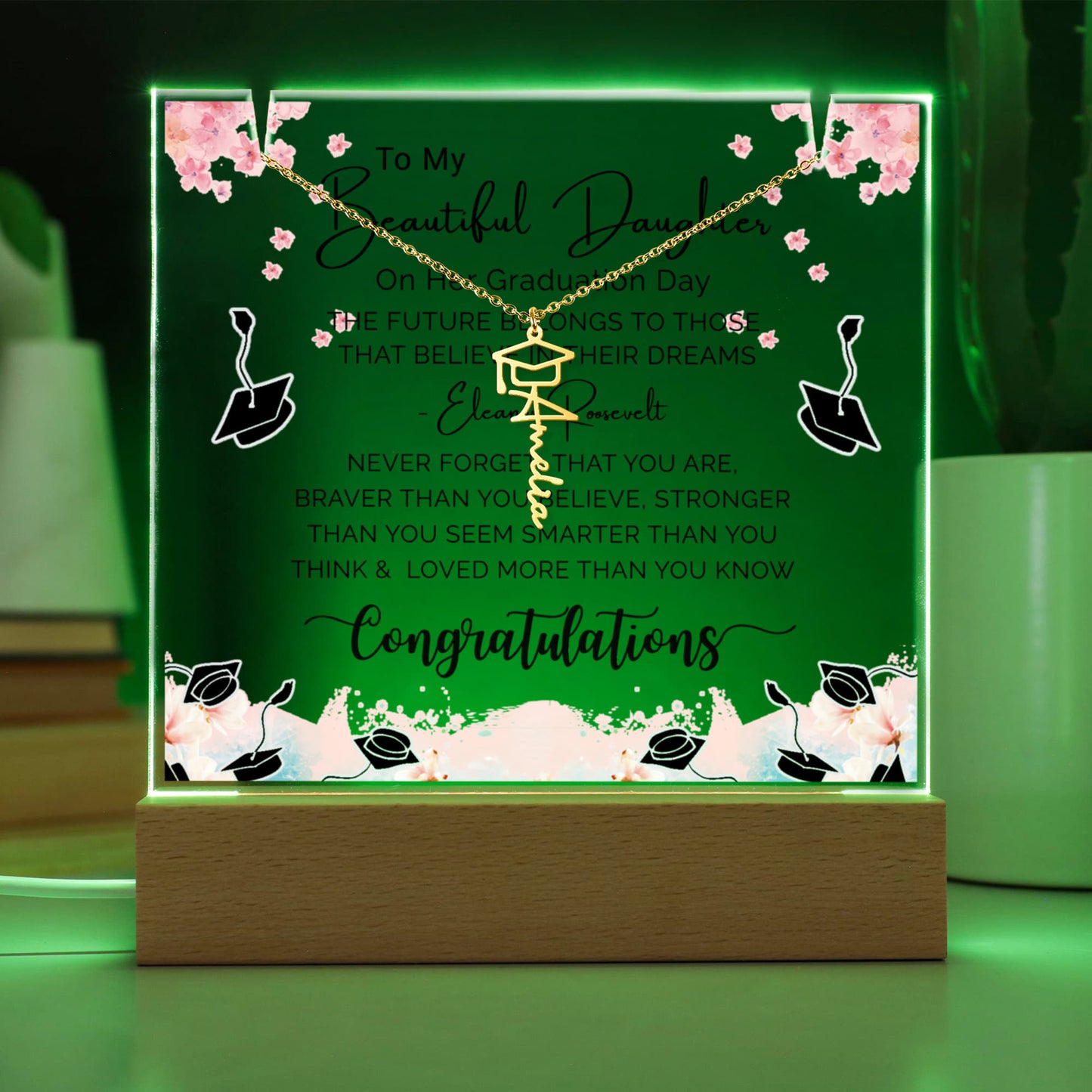 Special Daughter Graduation Keepsake Necklace and Plaque