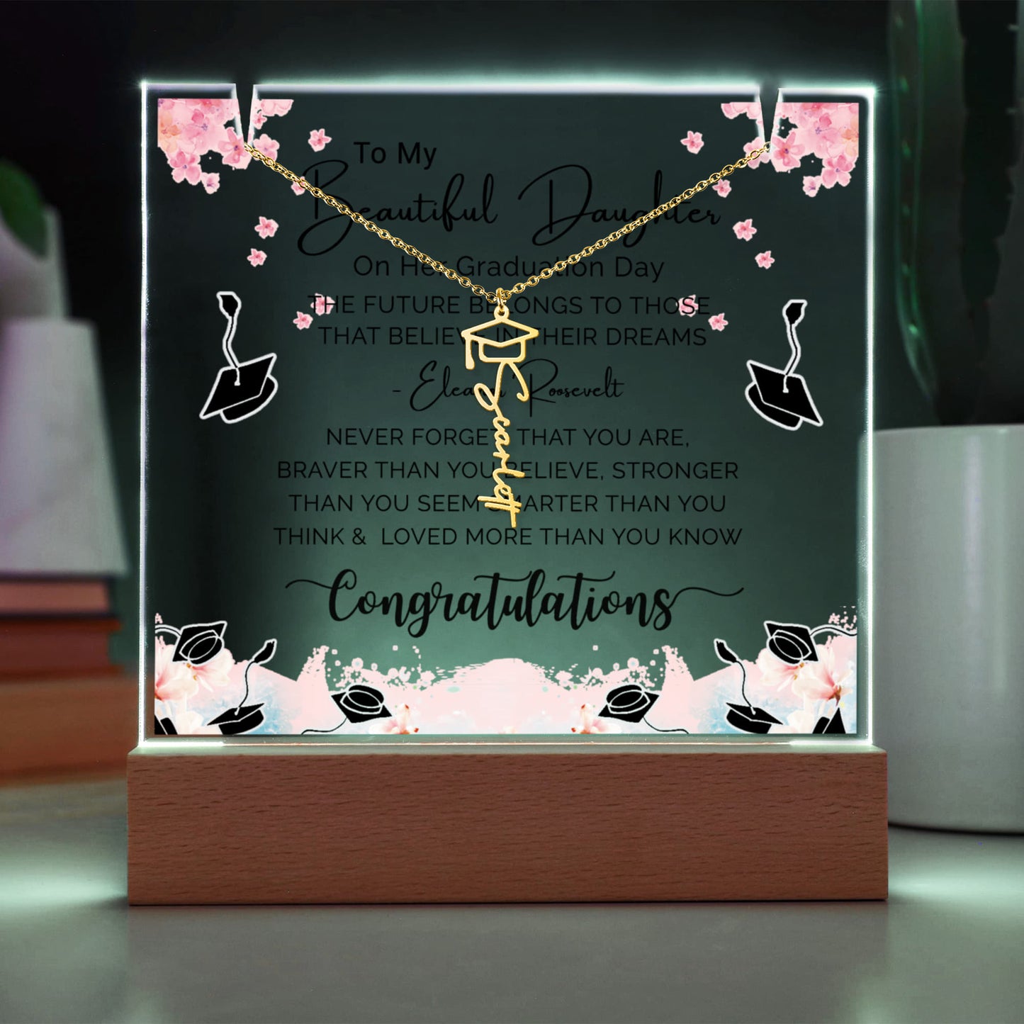 Special Daughter Graduation Keepsake Necklace and Plaque